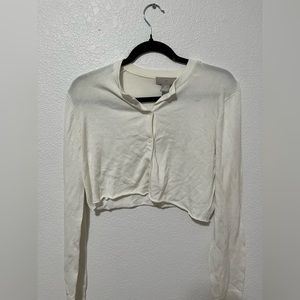 H&M, White Cropped Cardigan, Size M